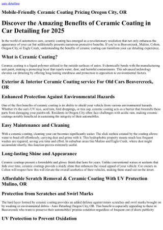 Convenient Ceramic Coating service Discounts Oregon City, OR