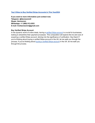 Top 5 Sites to Buy Verified Stripe Accounts In This Year2024