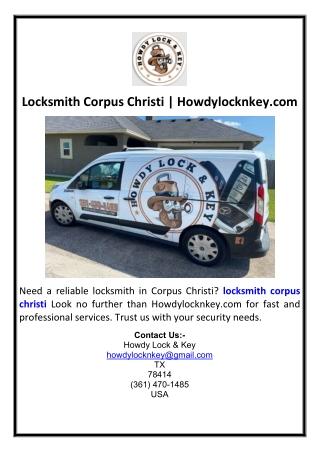 Locksmith Corpus Christi | Howdylocknkey.com