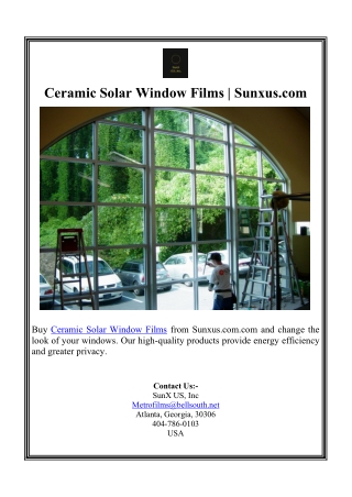 Ceramic Solar Window Films | Sunxus.com