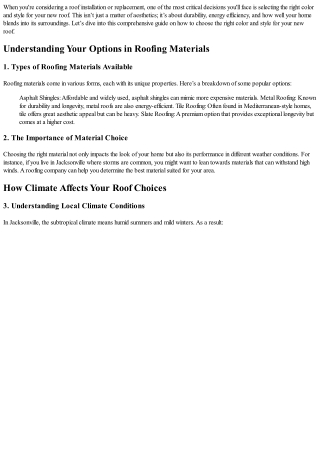 How to Choose the Right Color and Style for Your New Roof