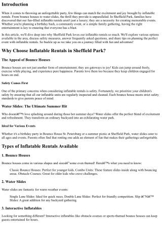 “Sheffield Park Loves Our Fun-Filled Inflatable Rentals!”