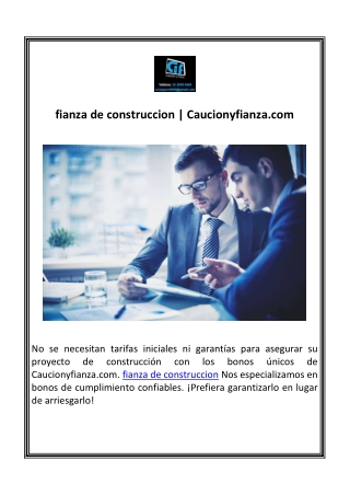 fianza de construccion | Caucionyfianza.com