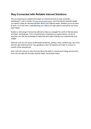 Stay Connected with Reliable Internet Solutions