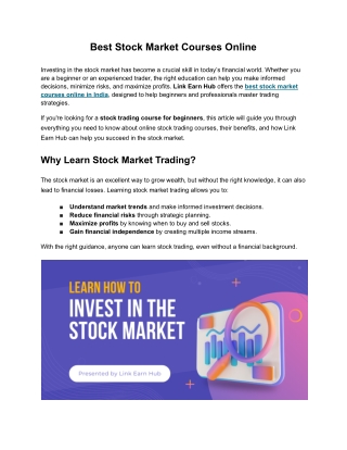 Best Stock Market Courses Online – Master Trading with Link Earn Hub