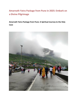Amarnath Yatra Package from Pune in 2025