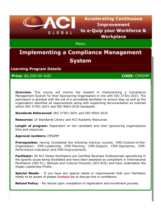 Compliance Management Systems - ACI Global