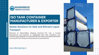 Leading ISO Tank Container Manufacturer & Exporter | Durable & Reliable Solution