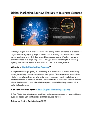 Digital Marketing Agency: The Key to Business Success