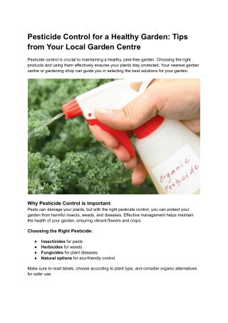 Pesticide Control for a Healthy Garden