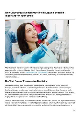 Why Choosing a Dental Practice in Laguna Beach is Important for Your Smile