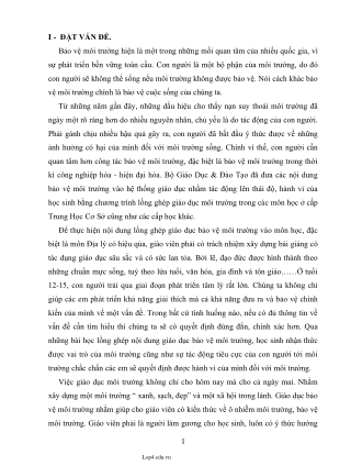 Sáng kiến kinh nghiệmTích hợp lồng ghép giáo dục môi trường vào bài dạy