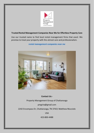 Trusted Rental Management Companies Near Me for Effortless Property Care