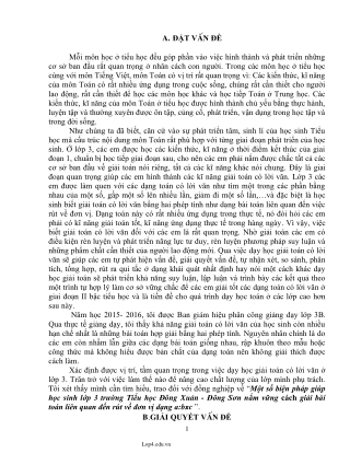 KKN Giúp học sinh lớp 3 giải bài toán liên quan đến rút về đơn vị dạng a:bxc