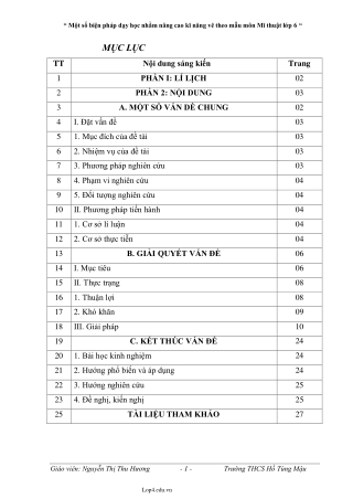 SKKN Một số biện pháp dạy học nâng cao kĩ năng vẽ theo mẫu môn Mĩ thuật lớp 6