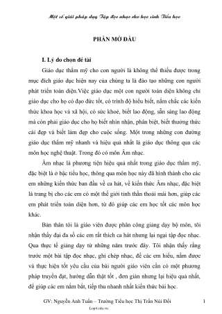 SKKN Một số giải pháp dạy Tập đọc nhạc cho học sinh Tiểu học