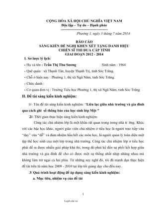 SKKN Liên lạc giữa nhà trường và gia đình  qua cách ghi sổ thông báo