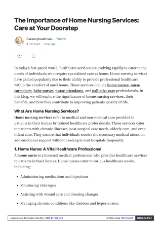 The Importance of Home Nursing in Patient Care