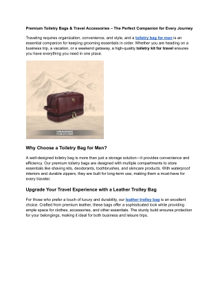 Toiletry Bags for men- Hammonds Flycatcher