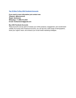 Top 19 Sites To Buy USA Facebook Accounts
