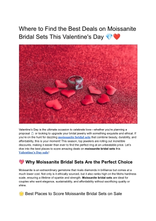 Where to Find the Best Deals on Moissanite Bridal Sets This Valentine's Day