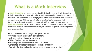 What is a Mock Interview
