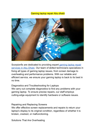 Gaming laptop repair Abu dhabi