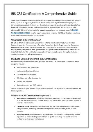 BIS Certificate