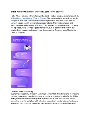 British Airways Manchester Office in England