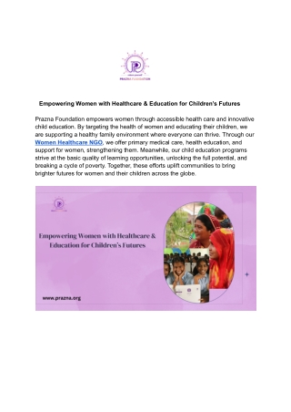Empowering Women with Healthcare & Education for Children’s Futures