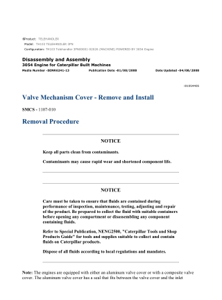 Caterpillar Cat TH103 Telehandler (Prefix 3PN) Service Repair Manual Instant Download (3PN00001-02026)