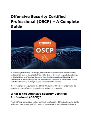 Offensive Security Certified Professional (OSCP) – A Complete Guide