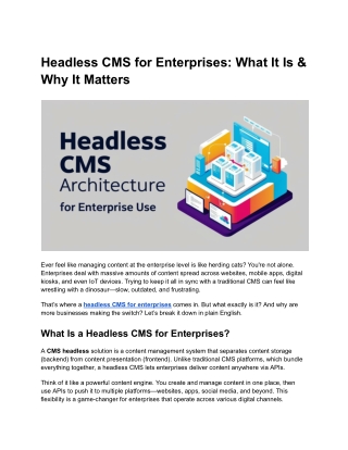 Headless CMS for Enterprises_ What It Is & Why It Matters