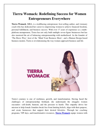 Tierra Womack Redefining Success for Women Entrepreneurs Everywhere