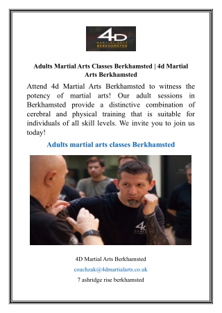Adults Martial Arts Classes Berkhamsted  4d Martial Arts Berkhamsted