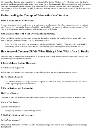 **How to Avoid Common Pitfalls When Hiring A Man With A Van In Dublin**