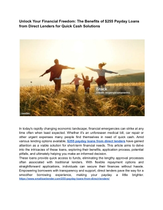 $255 Payday Loans from Direct Lenders
