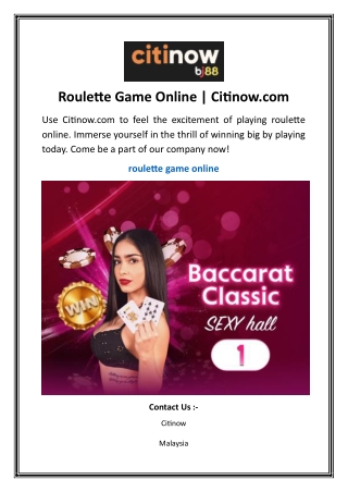 Roulette Game Online | Citinow.com