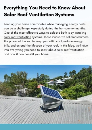Everything You Need to Know About Solar Roof Ventilation Systems
