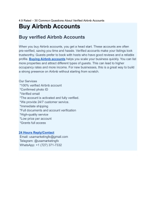 4.9 Rated – 30 Common Questions About Verified Airbnb Accounts