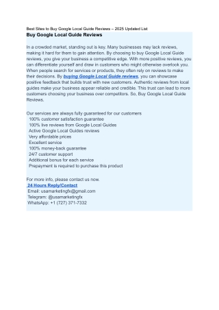 Best Sites to Buy Google Local Guide Reviews – 2025 Updated List