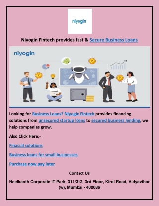 Niyogin Fintech provides fast and Secure Business Loans