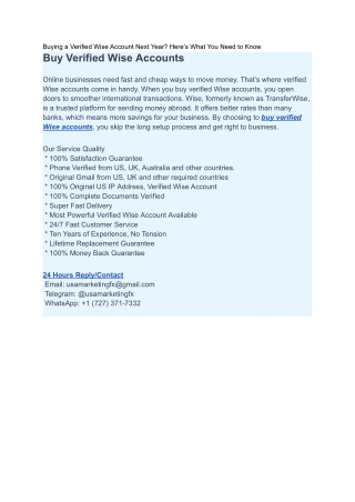 Buying a Verified Wise Account Next Year – Safe & Secure Methods