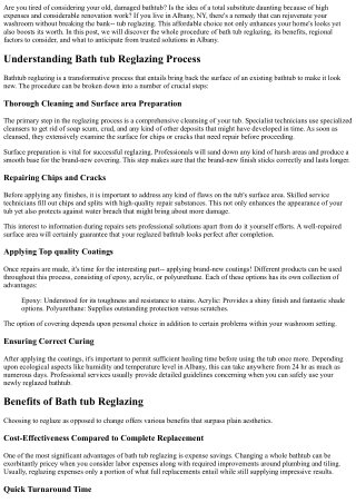 Budget Friendly Tub Reglazing: Improve Your Albany Home on a Budget