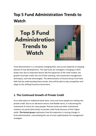 Top 5 Fund Administration Trends to Watch