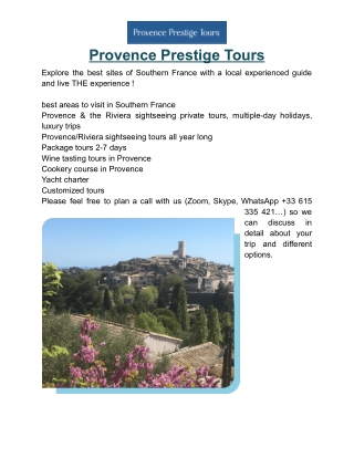 Provence Prestige Tours: Luxury Experiences in the Heart of Provence