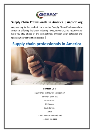 Supply Chain Professionals In America  Aapscm.org
