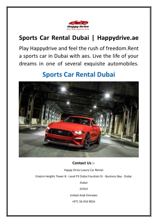 Sports Car Rental Dubai  Happydrive.ae