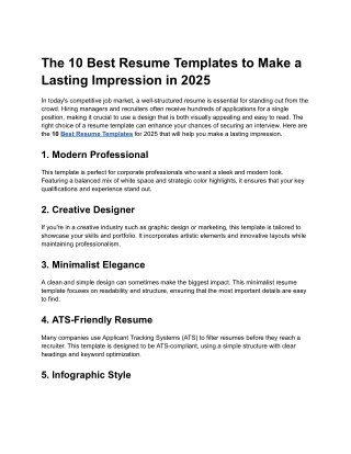 Best Resume templates