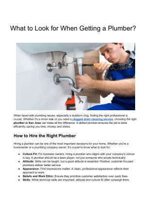 What to Look for When Getting a Plumber